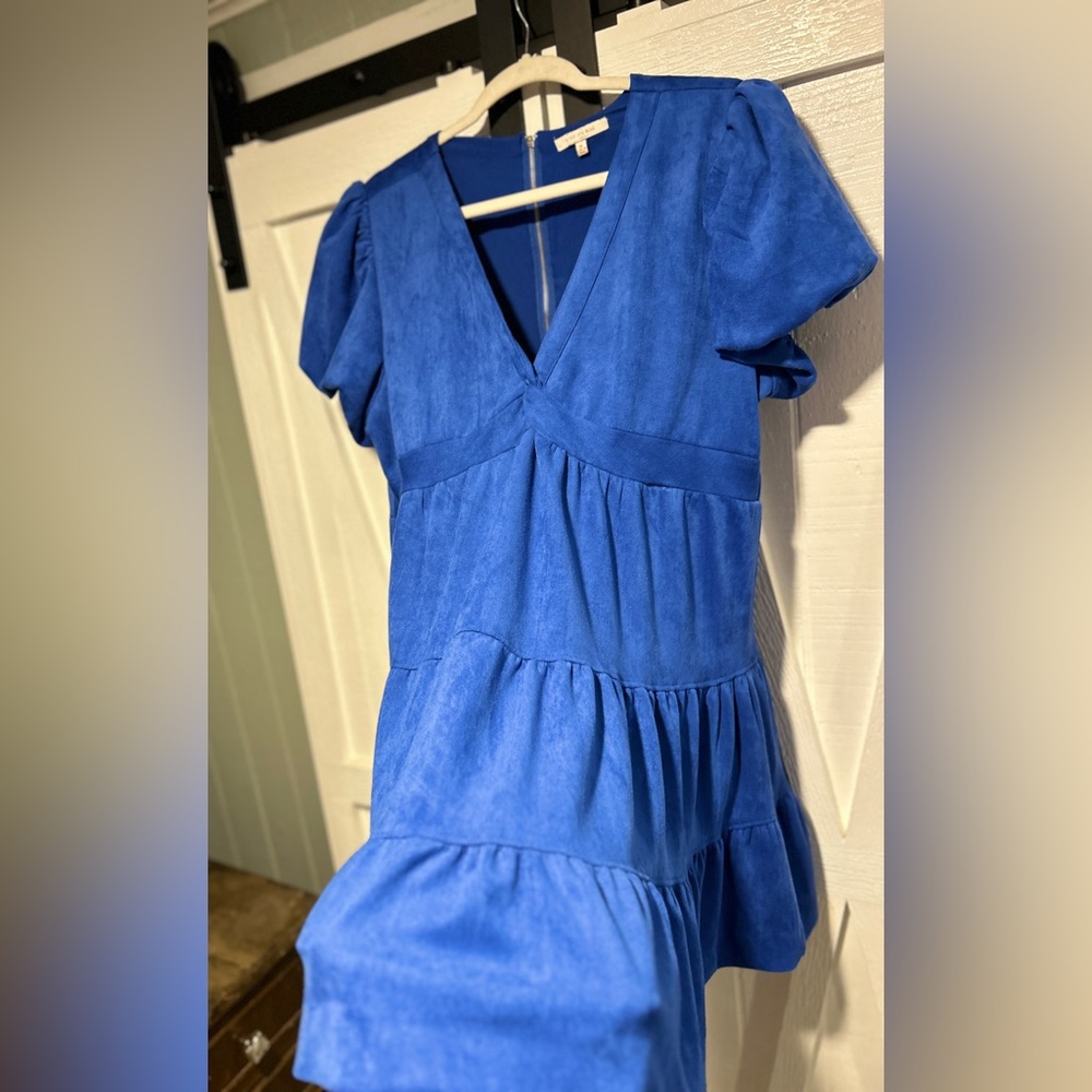 Skies Are Blue Suede Mini Dress NWOT